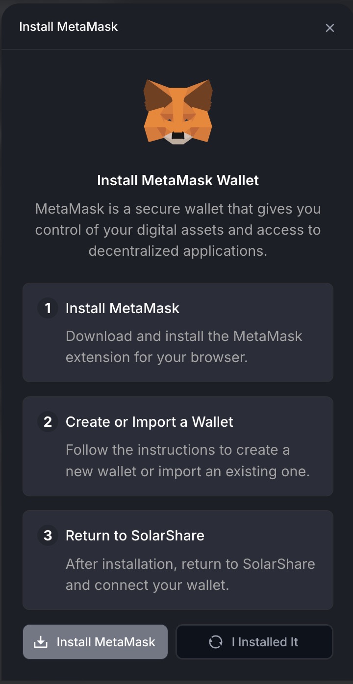 metamask guide solarshare