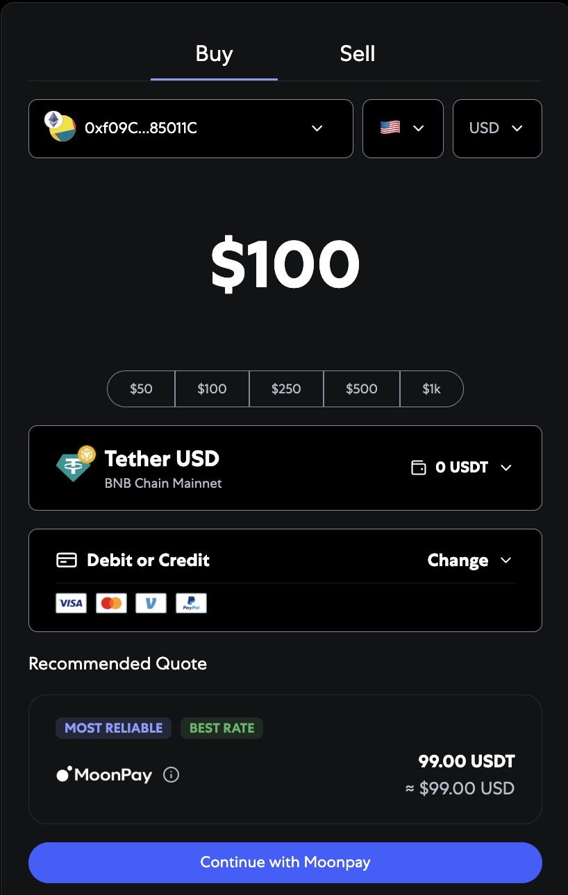 Buying USDT on BSC in Metamask directly